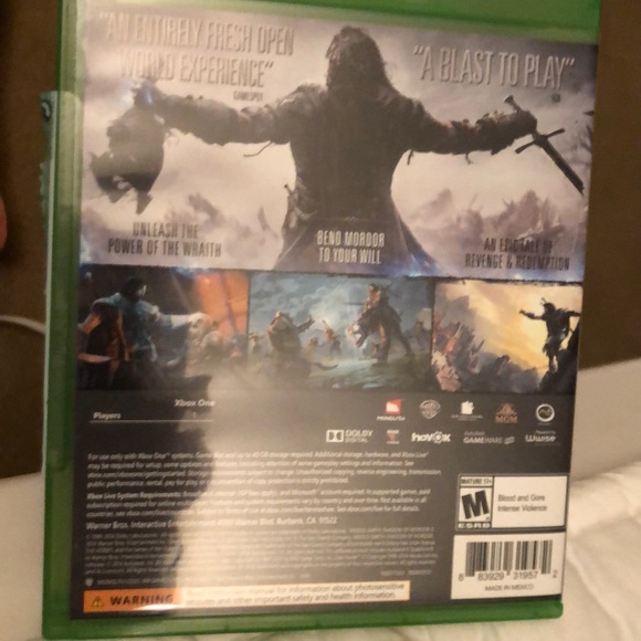 Xbox One -shawdow of Mordor -like New - Picture 3 of 3